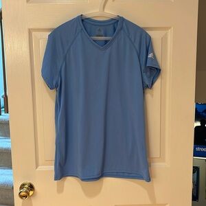 Adidas Polyester Workout V-Neck Tee - Baby Blue - Large excellent condition